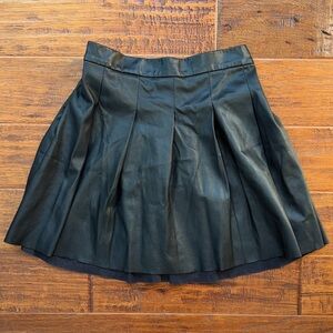 Crewcuts Faux Leather Black Pleated Skirt, size Medium